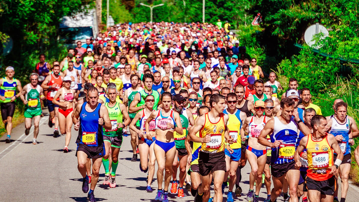 People running on a road